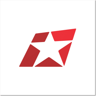 The Bold energetic and mobile Red Star Graphic in Negative Space Design Style. Posters and Art